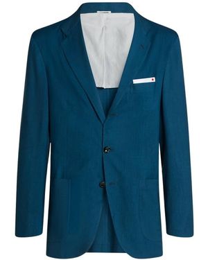 Kiton Cashmere Single-Breasted Jacket - Blauw