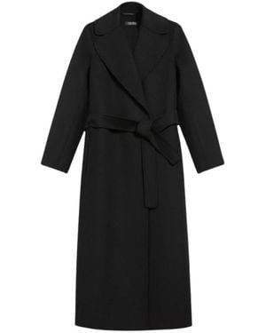Max Mara Jassen ,Zwart ,Wol Poldo Wikkeljas Met Ceintuur
