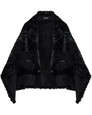 Balenciaga Jassen ,Zwart ,Polyester Faux Fur Cape