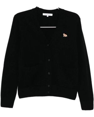 Maison Kitsuné Front Button Cardigan - Schwarz
