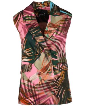 Giulia N Couture Kostuums ,Veelkleurig ,Katoen Katoenmix Mouwloos Vest - Rood