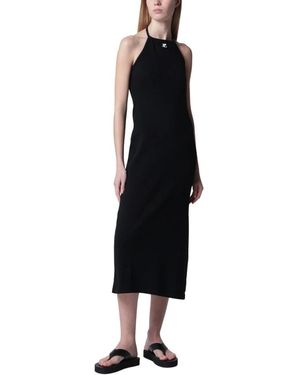 Courreges Kleedjes ,Zwart ,Katoen Contrast Jurk Met Striksluiting