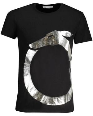 Trussardi Tops ,Zwart ,Katoen Zwart Katoenen T-Shirt Met Print Logo