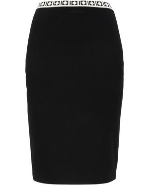 Versace Rokken ,Zwart ,Polyester Rok Met Geometrisch Patroon Op De Tailleband