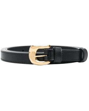 Altuzarra Accessoires ,Zwart ,Leer Zwart Leren Dunne Riem Met Gouden Hardware
