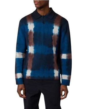 Paul Smith Tops ,Blauw ,Wol Tie-Dye Polo Trui