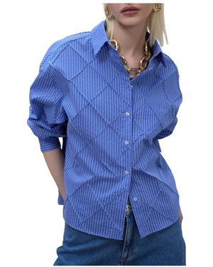 Lola Casademunt Oversized Popeline-Hemd Mit Diamantenmuster - Blau