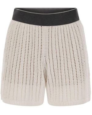 Brunello Cucinelli Korte Broeken ,Wit ,Katoen Short Shorts