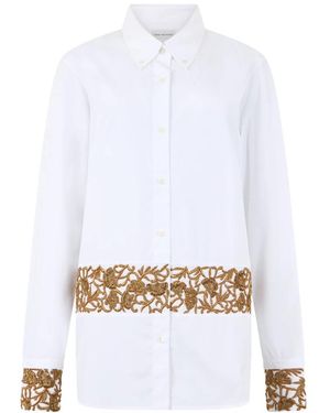 Dries Van Noten Geborduurd Katoenen Poplin Overhemd - Wit