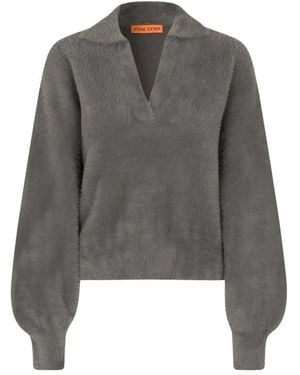 Stine Goya Gemütlicher Strick V-Ausschnitt Pullover - Grau