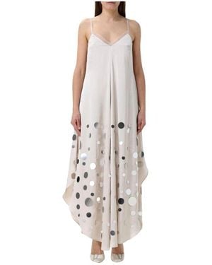 SIMONA CORSELLINI Elegantes Maxikleid Mit Spiegelakzenten - Weiß