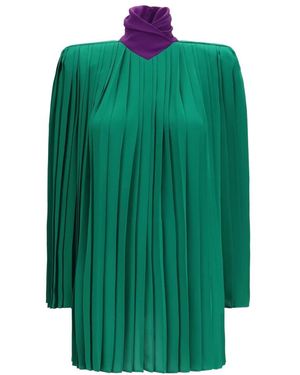 Valentino Overhemden ,Veelkleurig ,Plissé Georgette Top - Groen