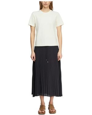 Comma, Chiffon Plissee Midirock Mit Kordelzugdetails - Schwarz