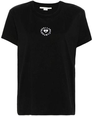 Stella McCartney Tops ,Zwart ,Katoen Lovestruck Logo T-Shirt