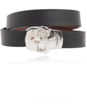 McQueen Accessoires ,Zwart ,Leer Leren Armband