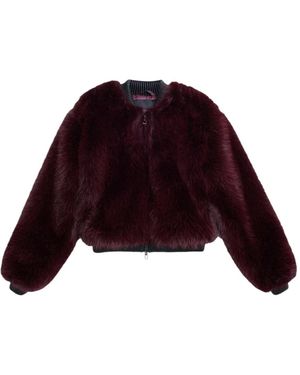 Desigual Jassen ,Rood ,Polyester Framboos Faux Fur Jas - Paars