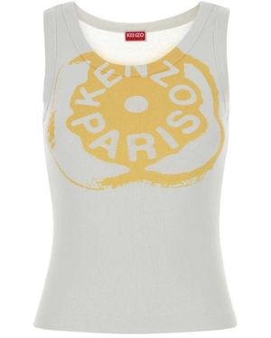KENZO Tops ,Wit ,Katoen Boke Flower 2.0 Rib Tanktop - Geel