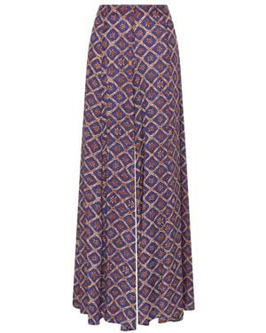 Maliparmi Broeken ,Veelkleurig ,Wijde Pijpen Viscose Broek Met Print - Paars