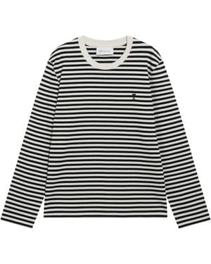 Ami Paris Tops ,Veelkleurig ,Katoen Lange Mouwen T-Shirt Met Strepen - Zwart