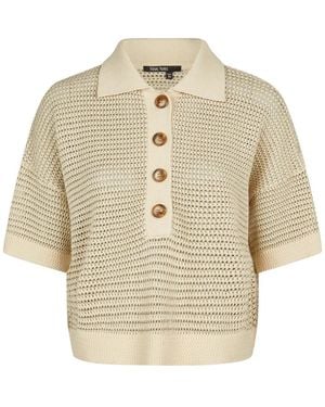 MARC AUREL Pullover Im Polo-Stil Mit Goldenem Schimmer - Natur