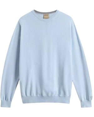 Woolrich Logo Geborduurde Trui Met Ronde Hals - Blauw