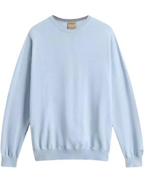 Woolrich Logo Geborduurde Trui Met Ronde Hals - Blauw