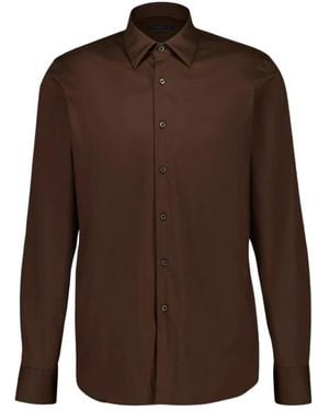 Prada Stretch Katoen Slim Fit Overhemd - Bruin