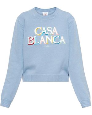 CASABLANCA Round-Neck Knitwear - Azul