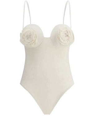 Magda Butrym Badpak Met Rozen Detail - Wit