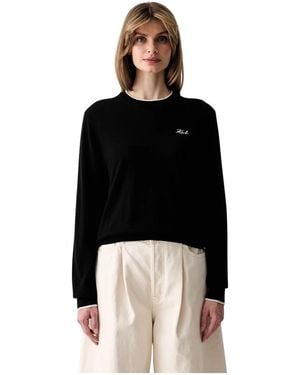 KARL LAGERFELD Round-Neck Knitwear - Negro