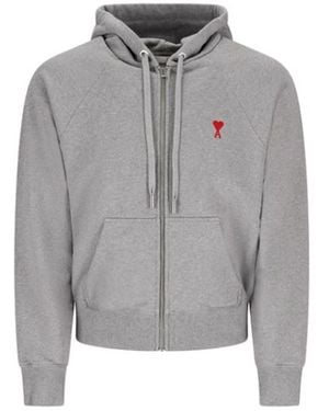 Ami Paris Zip Sweatshirt Voor Een Stijlvolle Look - Grijs