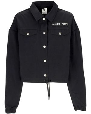 Nike Fitness ,Zwart ,Nylon Air Woven Crop Jacket