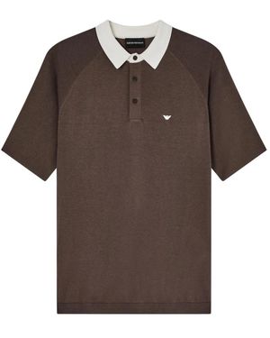 Emporio Armani Tops ,Bruin ,Katoen Mag Collared Polo Shirt