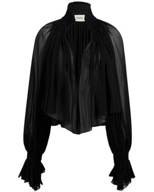 KHAITE Durer Top Met Hoge Hals En Ruches - Zwart
