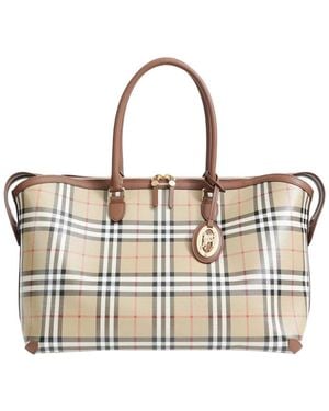 Burberry Medium Check Zip Tote - Metallic