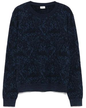 Etro Woll- Und Baumwoll-Jacquard-Pullover - Blau