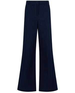 Veronica Beard Crue Wide-Leg Denim Pant - Blauw