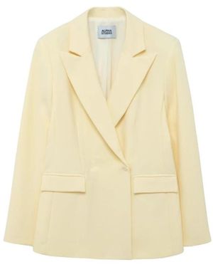 Alpha Studio Jassen ,Leer Blazer - Naturel