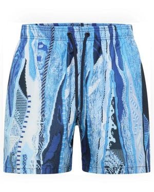 carlo colucci Strickprint Badeshorts Stilvolles Design - Blau