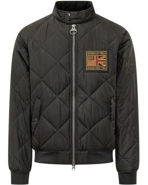 Barbour Jassen ,Zwart ,Leer Merchant Quilted Bomber Jacket