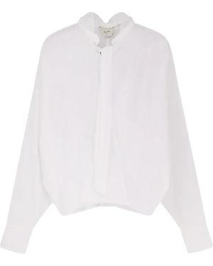 Alysi Overhemden ,Wit ,Popeline Blouse Met Strik