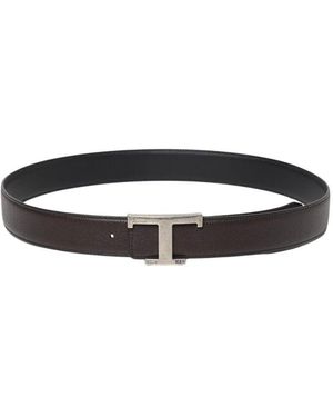 Tod's Schwarzer Ledergürtel Mit T-Schnalle