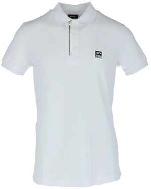 DIESEL Weißes bedrucktes poloshirt kurzarm - Blau