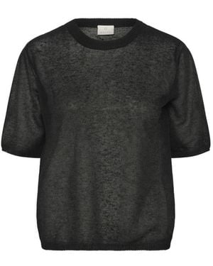 Kaffe Schwarz Tief Strickpullover Pullover