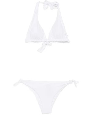 Fisico Badmode ,Wit ,Ring-Detail Triangle Bikini Top