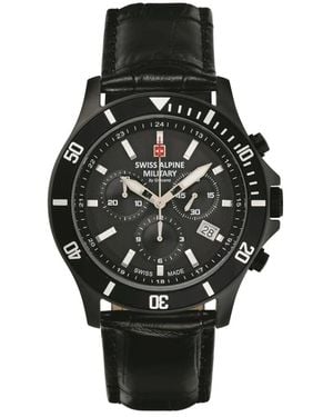 Swiss Alpine Military Accessoires ,Zwart ,Leer 7022.9577 Chronograaf