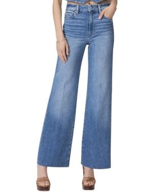 PAIGE Anessa Cropped Wide Leg Jeans - Blau