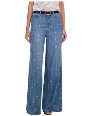 Self-Portrait Wide Jeans - Blue