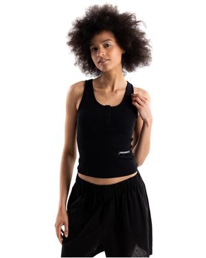 hinnominate Tops ,Zwart ,Katoen Geribbelde Crop Top