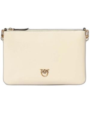 Pinko Tassen ,Leer Flat Classic Leren Tasje - Naturel